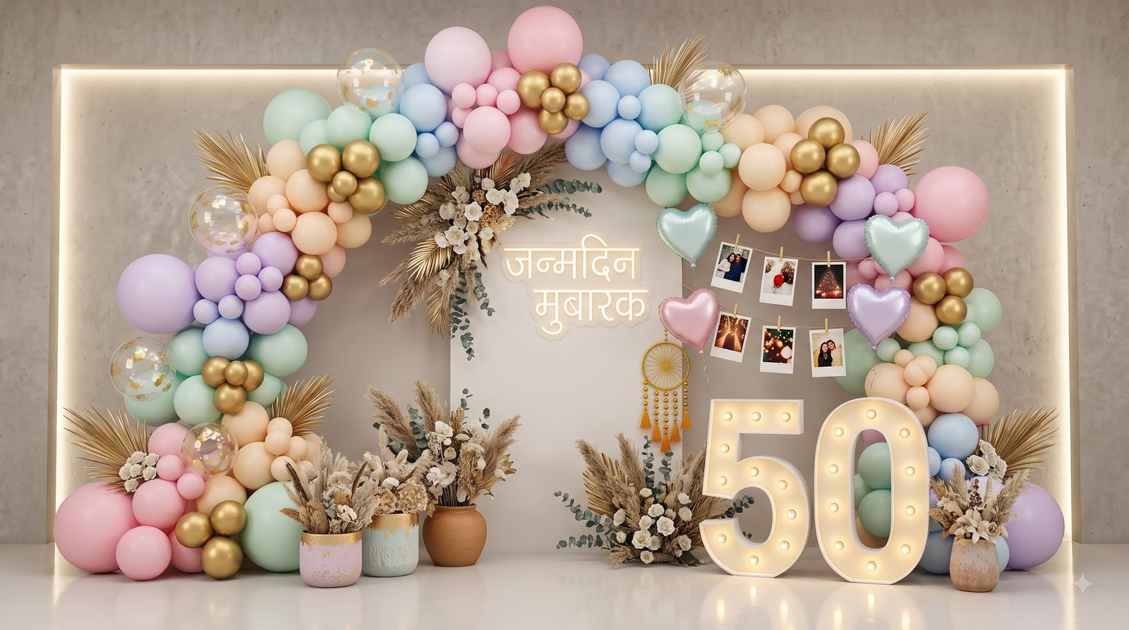Pastel balloon arch setup